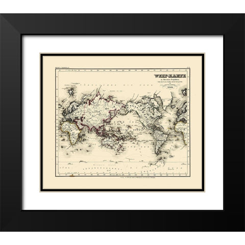 World - Meyer 1844 Black Modern Wood Framed Art Print with Double Matting by Meyer