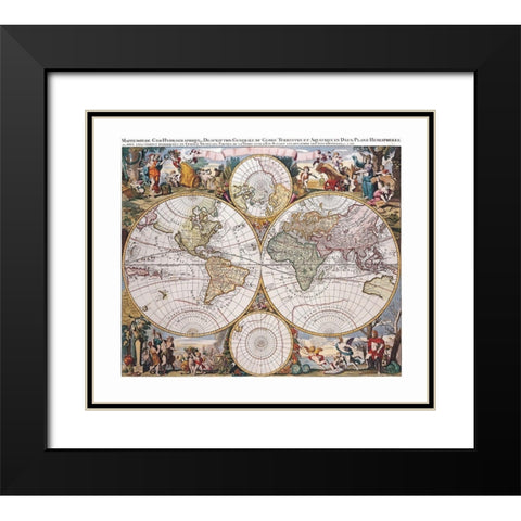 World Hydrographic - Valck Black Modern Wood Framed Art Print with Double Matting by Valck