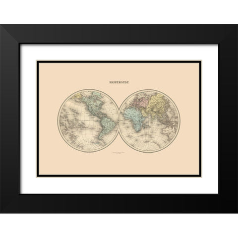 World - Migeon Black Modern Wood Framed Art Print with Double Matting by Migeon
