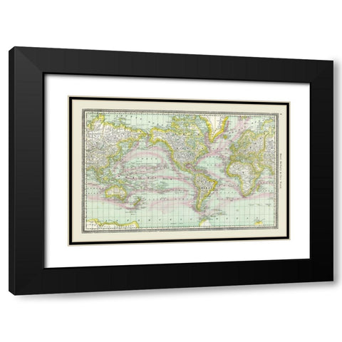 World - Rand McNally Black Modern Wood Framed Art Print with Double Matting by Rand McNally