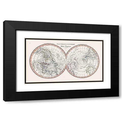 Northern Southern Polar Regions Black Modern Wood Framed Art Print with Double Matting by Unknown