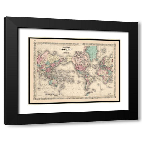 Mercator Projection - Johnson Black Modern Wood Framed Art Print with Double Matting by Johnson