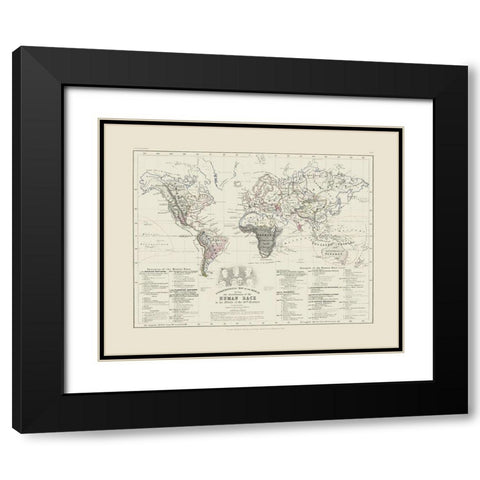 Human Races 19th Century - Petermann Black Modern Wood Framed Art Print with Double Matting by Petermann