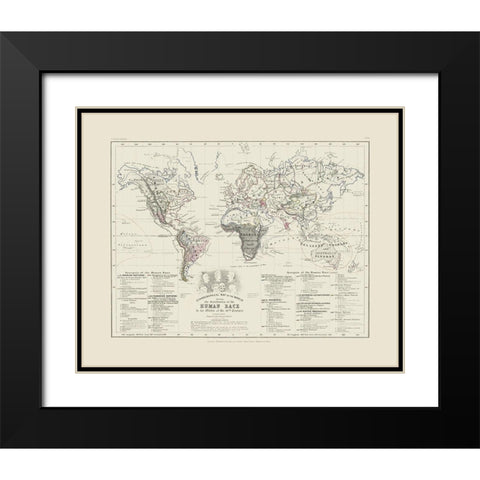 Human Races 19th Century - Petermann Black Modern Wood Framed Art Print with Double Matting by Petermann