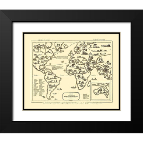Animals of World - Woodbridge 1831 Black Modern Wood Framed Art Print with Double Matting by Woodbridge