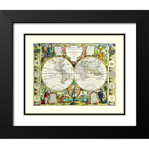 World - Nolin 1755 Black Modern Wood Framed Art Print with Double Matting by Nolin