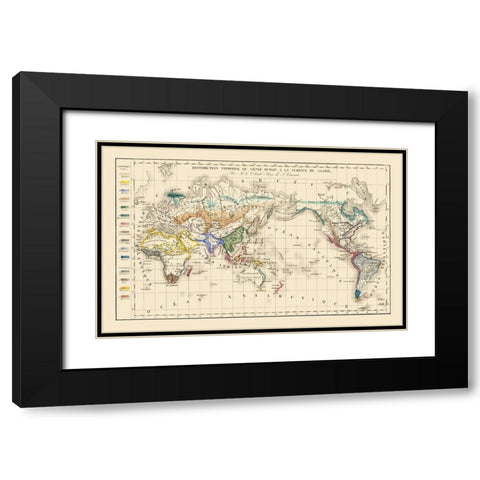 Distribution of People Globe - Vincent Black Modern Wood Framed Art Print with Double Matting by Vincent