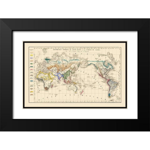 Distribution of People Globe - Vincent Black Modern Wood Framed Art Print with Double Matting by Vincent