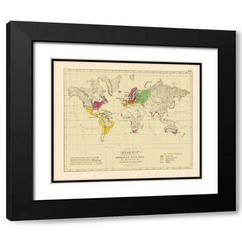 Moravian Missions Various Religions Black Modern Wood Framed Art Print with Double Matting by Petermann