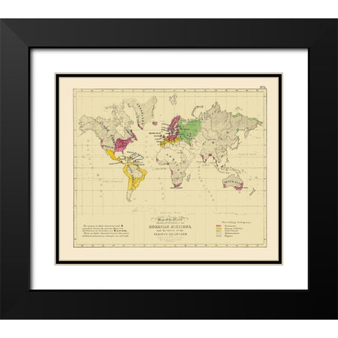 Moravian Missions Various Religions Black Modern Wood Framed Art Print with Double Matting by Petermann