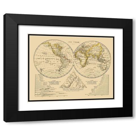 North Pole South Pole Black Modern Wood Framed Art Print with Double Matting by Unknown