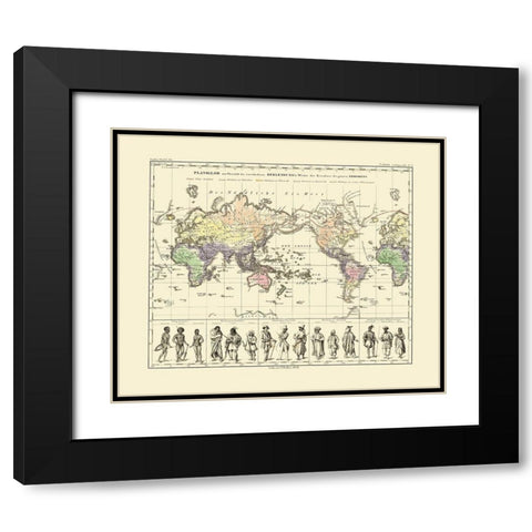 World People Clothing - Perthes 1848 Black Modern Wood Framed Art Print with Double Matting by Perthes
