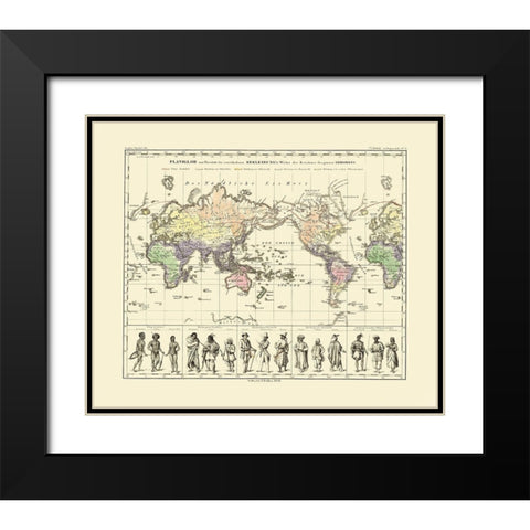 World People Clothing - Perthes 1848 Black Modern Wood Framed Art Print with Double Matting by Perthes