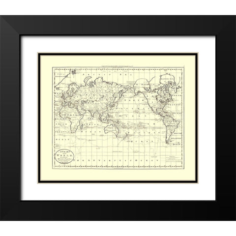 World Captain Cook Discoveries Black Modern Wood Framed Art Print with Double Matting by Unknown