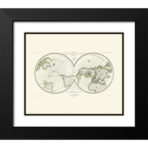 Magnetic Meridians Parallel Circuits Black Modern Wood Framed Art Print with Double Matting by Duperrey