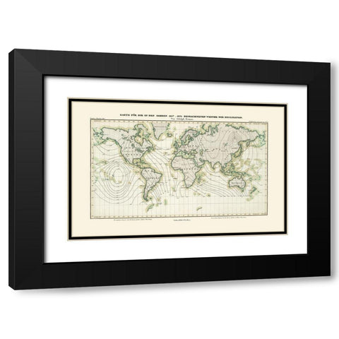 World 1827 to 1831 - Erman 1841 Black Modern Wood Framed Art Print with Double Matting by Erman
