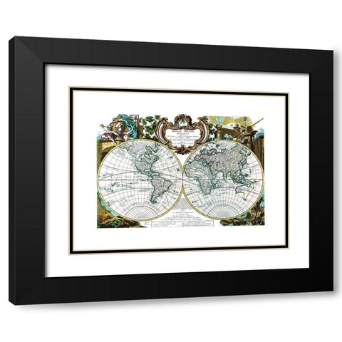 World - Fleuri 1744 Black Modern Wood Framed Art Print with Double Matting by Fleuri