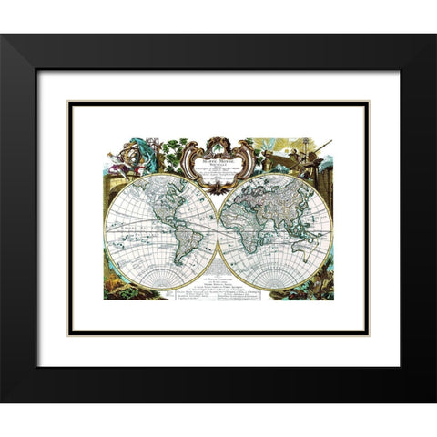 World - Fleuri 1744 Black Modern Wood Framed Art Print with Double Matting by Fleuri
