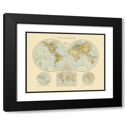 Western Eastern Hemispheres Black Modern Wood Framed Art Print with Double Matting by Unknown