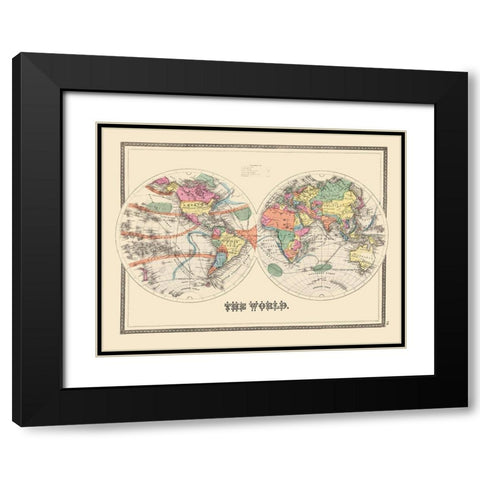 World Black Modern Wood Framed Art Print with Double Matting by Unknown