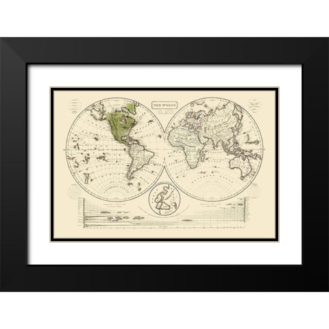 World - Woodbridge 1821 Black Modern Wood Framed Art Print with Double Matting by Woodbridge