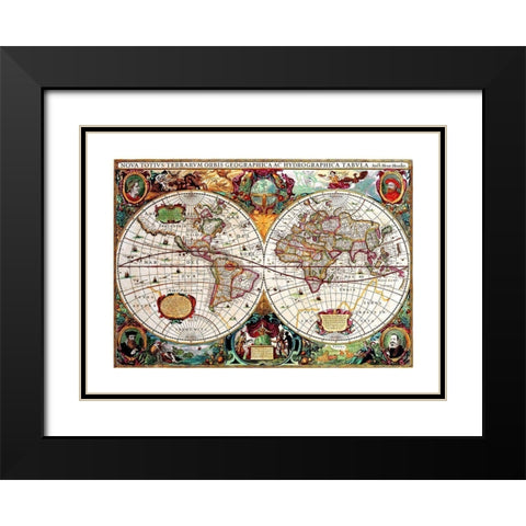 World - Hondio 1630 Black Modern Wood Framed Art Print with Double Matting by Hondio