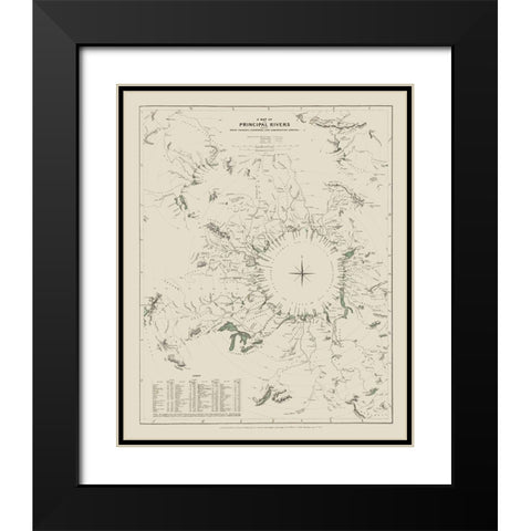 World Principal Rivers - Baldwin 1834 Black Modern Wood Framed Art Print with Double Matting by Baldwin