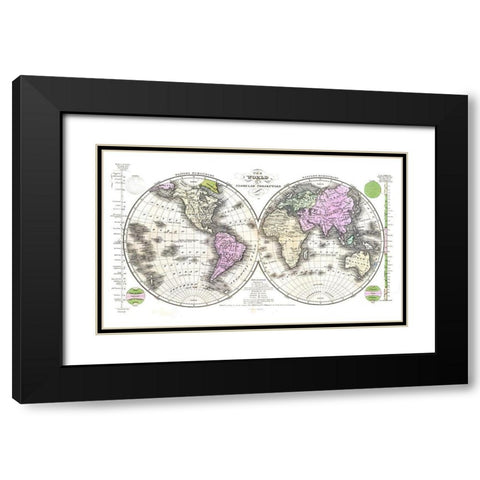Globular Projection - Robinson 1829 Black Modern Wood Framed Art Print with Double Matting by Robinson