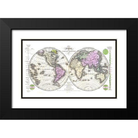 Globular Projection - Robinson 1829 Black Modern Wood Framed Art Print with Double Matting by Robinson
