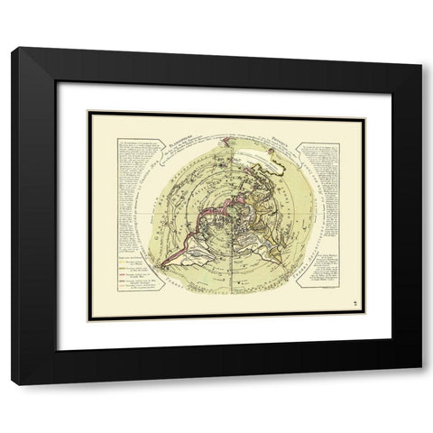 World Planisphere Physical - De Lisle 1756 Black Modern Wood Framed Art Print with Double Matting by De L''isle