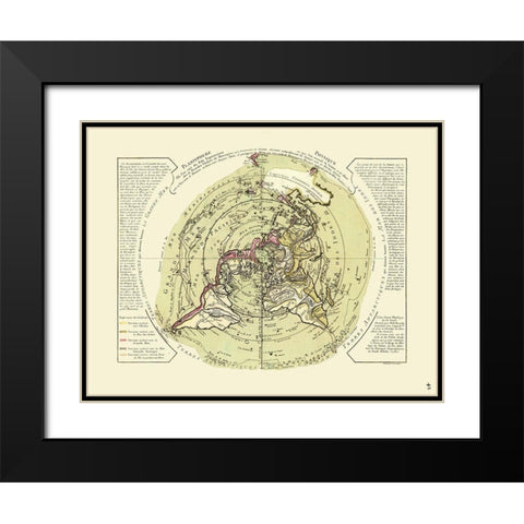 World Planisphere Physical - De Lisle 1756 Black Modern Wood Framed Art Print with Double Matting by De L''isle
