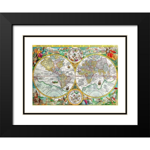 World - Plancio 1594 Black Modern Wood Framed Art Print with Double Matting by Plancio