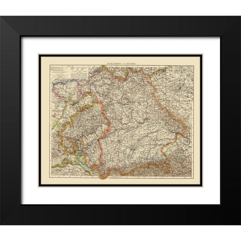 Wurtemberg Bavaria Germany - Andree 1895 Black Modern Wood Framed Art Print with Double Matting by Andree