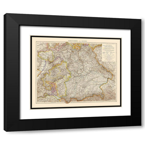 Wurtemberg Bavaria Germany - Andree 1895 Black Modern Wood Framed Art Print with Double Matting by Andree