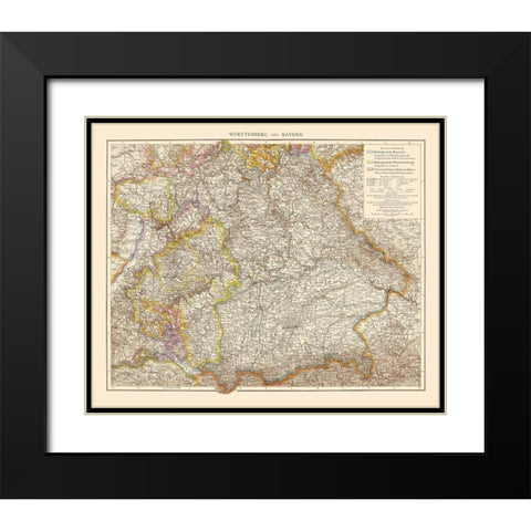 Wurtemberg Bavaria Germany - Andree 1895 Black Modern Wood Framed Art Print with Double Matting by Andree