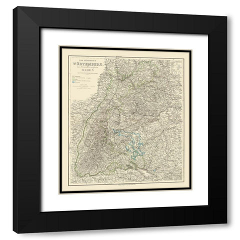 Wurtemberg Germany - Weiland 1856 Black Modern Wood Framed Art Print with Double Matting by Weiland