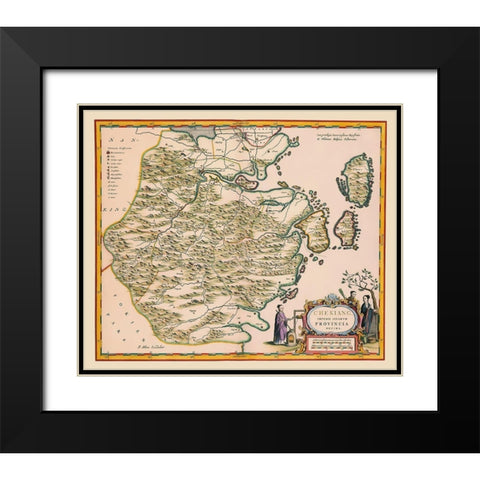 Zhejiang Province China - Blaeu 1655 Black Modern Wood Framed Art Print with Double Matting by Blaeu