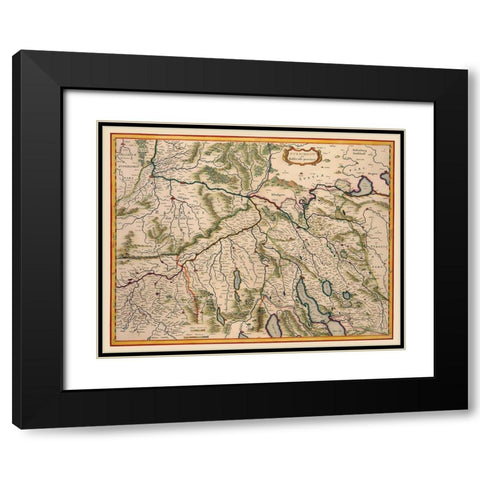 Zurich Region Switzerland - Blaeu 1635 Black Modern Wood Framed Art Print with Double Matting by Blaeu