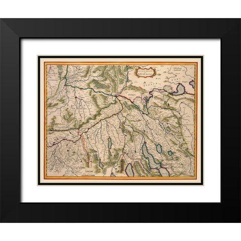Zurich Region Switzerland - Blaeu 1635 Black Modern Wood Framed Art Print with Double Matting by Blaeu