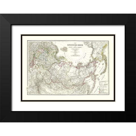 Russian Empire Europe Asia America - Weimer 1855 Black Modern Wood Framed Art Print with Double Matting by Weimer