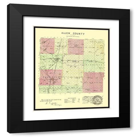 Allen Kansas - Everts 1887 Black Modern Wood Framed Art Print with Double Matting by Everts