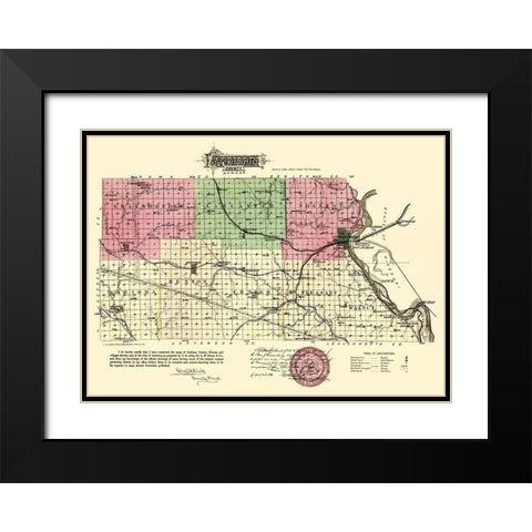 Atchison Kansas - Everts 1887 Black Modern Wood Framed Art Print with Double Matting by Everts