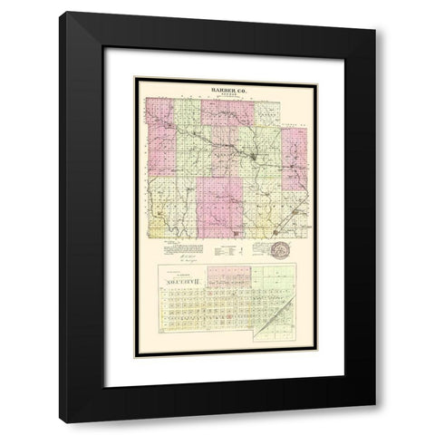 Barber Kansas - Everts 1887 Black Modern Wood Framed Art Print with Double Matting by Everts