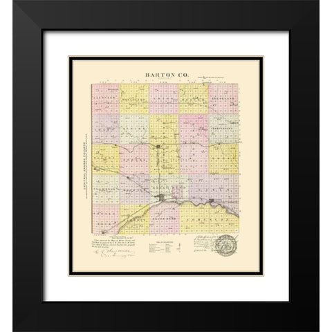 Barton Kansas - Everts 1887 Black Modern Wood Framed Art Print with Double Matting by Everts