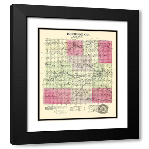 Bourbon Kansas - Everts 1887 Black Modern Wood Framed Art Print with Double Matting by Everts