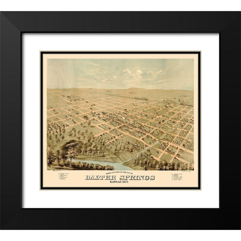Baxter Springs Kansas - Glover 1871  Black Modern Wood Framed Art Print with Double Matting by Glover