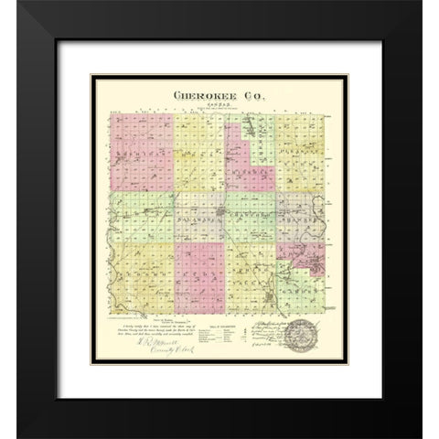 Cherokee Kansas - Everts 1887 Black Modern Wood Framed Art Print with Double Matting by Everts