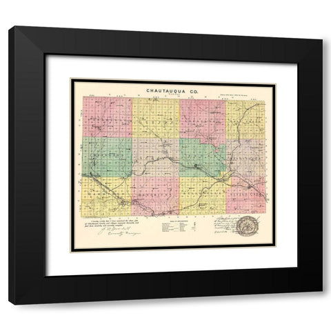Chautauqua Kansas - Everts 1887 Black Modern Wood Framed Art Print with Double Matting by Everts