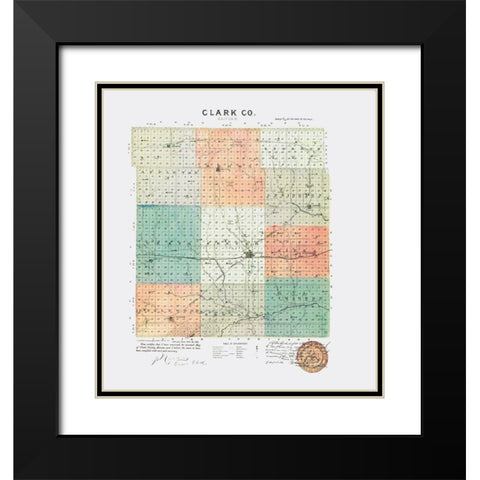 Clark Kansas - Everts 1887 Black Modern Wood Framed Art Print with Double Matting by Everts