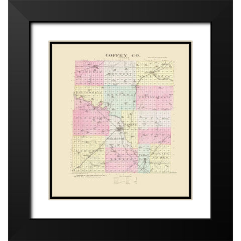 Coffey Kansas - Everts 1887 Black Modern Wood Framed Art Print with Double Matting by Everts